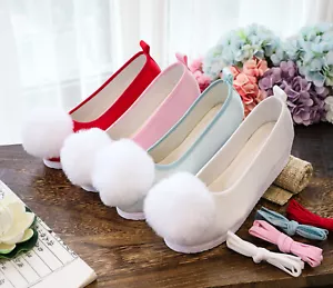 Mujeres Peludo Pelota Tacón Alto Hanfu Baile Paño Zapatos Disfraz Juegos Zapatos - Imagen 1 de 8