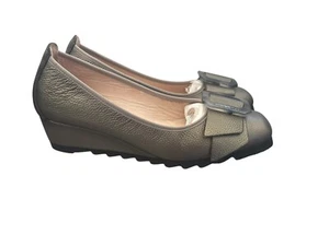 HISPANITAS Bruselas Pewter Leather Wedges Size 38 BNWOB - Picture 1 of 9