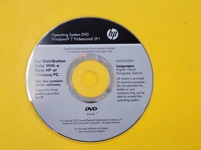 ⭐️⭐️⭐️⭐️⭐️PC Software Disc HP Operating System DVD Windows 7 Professional SP1 - Image 1 of 4