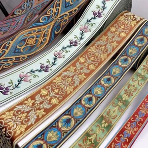 1 Meters Jacquard Trim 3-8cm wide Woven Border Sew Embroidered Ribbon Lace Decor - Picture 1 of 42