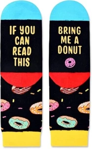 HAPPYPOP Kid's Silly Socks Funny Fun Socks - Boys Girls Socks 7-10 Years DONUTS - Picture 1 of 1