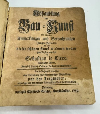 Very Old German Book on Building – Christoph Weigel Co – 1759 - Rare! - Image 1 of 4