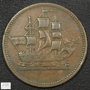 1835 Canada Prince Edward Island Ships 'Colonies & Commerce' Half Penny Token