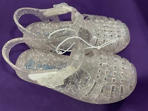 New Cat & Jack Girls Size 10 Sunny Jelly Sandals Clear & Silver Glitter Sandals - Bild 1 von 9