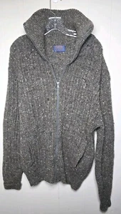 Pendleton Vintage 1960's Virgin Wool Zip Up Grey High Neck Cardigan Mens Sz L - Picture 1 of 10