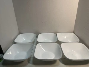 Set of 6 Corelle Paper Shadows  6.5" Square Soup Cereal Bowls  Gray Rim 2711 - Picture 1 of 8