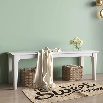 Bench made of Solid Rubberwood Sturdy Hallway Entryway Dining Seat Natural - Image 1 of 4