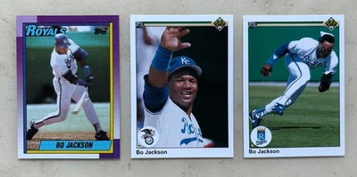 Lote 3 - Bo Jackson - 1990 Upper Deck #75 #105 / Topps 300 - KC Royals LA Raiders - Imagem 1 de 2