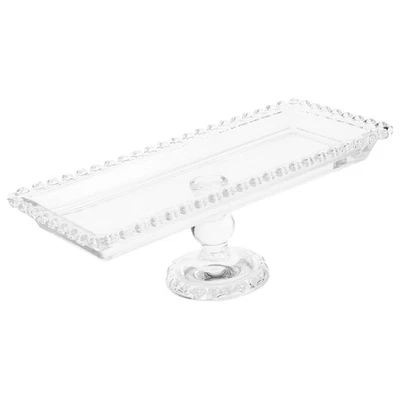 Glass Cake Stand, Footed Crystal Rectangle Serving Tray, Clear Glass Serving ... - Image 1 of 4