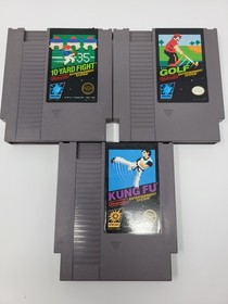 Lot Of 3 NES Nintendo | Kung Fu, Golf, 10 Yard Fight | Black Box Games Tested