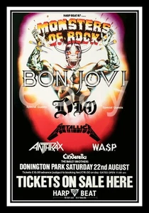MONSTERS OF ROCK 1987 DIO Metallica WASP Anthrax 22 x 32 Custom Concert Poster - Picture 1 of 7
