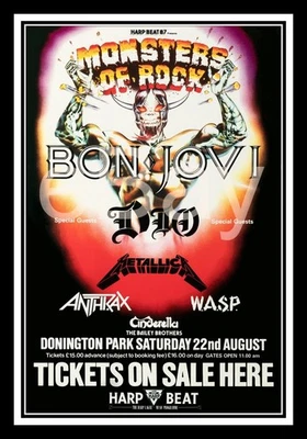 MONSTERS OF ROCK 1987 DIO Metallica WASP Anthrax 22 x 32 Custom Concert Poster - Image 1 of 4