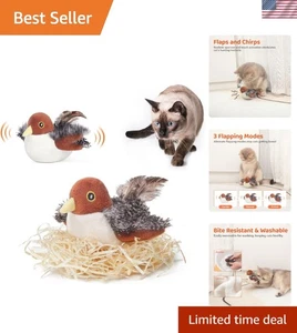 Interactive Rechargeable Cat Toy - Flapping Sparrow with Catnip & Chirping Sound - Picture 1 of 9