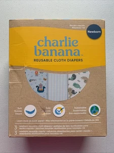 Pannolino pannolino Charlie Banana NEONATO bambino riutilizzabile nuovo con scatola 3 pannolini + 3 inserti - Foto 1 di 6