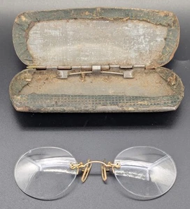 Antique Edwardian PINCE NEZ, Fits U Gold Filled Spectacles In Original Case - Picture 1 of 11