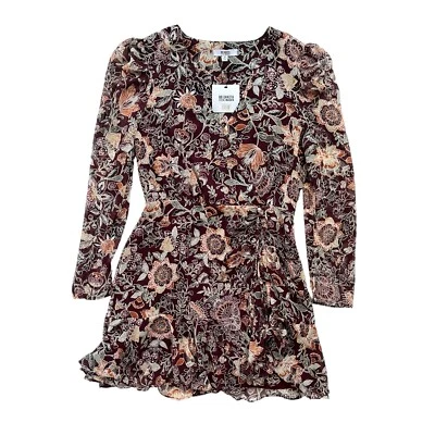Mini vestido BB Dakota Steve Madden feminino tamanho médio porta marrom floral fantasia - Imagem 1 de 4