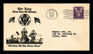 US COVER WWII NAVY FIRST LINE OF DEFENSE PATRIOTIC THERMOGRAPHED CACHET