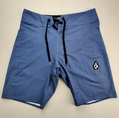 Volcom Men's 28x9" Navy Blue/Dusk Blue Striped Board Shorts/Trunks - Image 1 of 4