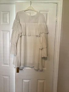 Boohoo long white top or short dress 16/18 pleat detail - Picture 1 of 7