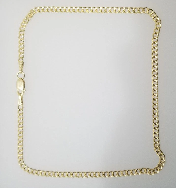 Tobillera real de oro amarillo de 10 quilates 2,5 mm 10"" cadena de eslabones cubanos mujeres damas 2,5 mm Foto 1 de 1