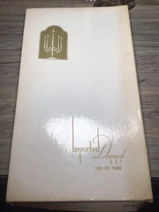 Set tovaglia e tovaglioli damascati importati avorio vintage NOS in scatola originale - Foto 1 di 7