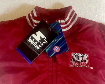 阿拉巴马深红潮初学者夹克轰炸机缓冲缎拉链婴儿 12 个月罕见 — 第 1/4 张图片