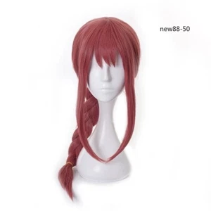 Makima Long Pink Red Cosplay Braids Wigs Halloween Party Hair Anime Chainsaw Man - Picture 1 of 5