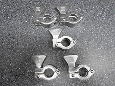 FIVE (5) USED SINGLE PIN 1/2"-3/4" STAINLESS STEEL WAUKESHA CLAMPS 0.992" OD #2