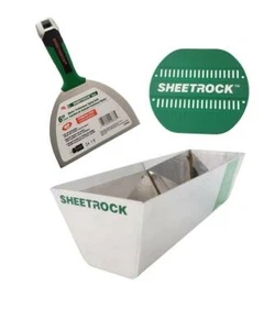 USG Sheetrock 12" Drywall Mud Pan, Matrix 6" Knife and Magnetic Grip Combo - Picture 1 of 8