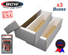 3 Bcw Graded Card Shoe Storage Boxes 2 Row Psa Beckett Sport Topload / Certified