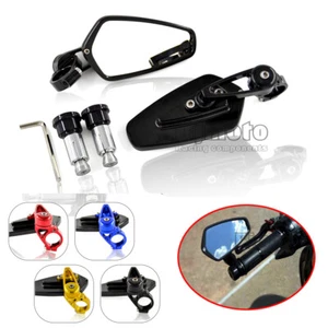 Motorcycle Bar End Mirrors Rear View Side 7/8" 22mm Handlebar Aluminum  - Bild 1 von 8