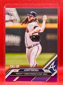 Grant Holmes - RC Call-Up Purple 13/25 - 24 MLB TOPPS NOW #305 - Braves - Picture 1 of 3