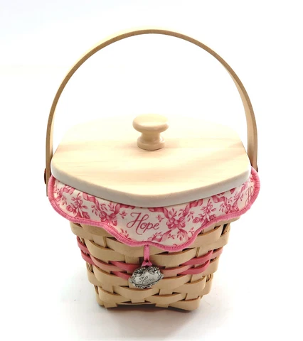 LONGABERGER 2001 Horizon of Hope Basket with Lid and Protector Breast Cancer Cover