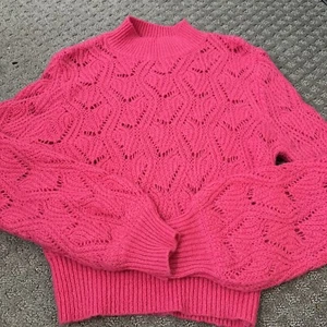 ASTR THE LABEL Knit Wool Alpaca Sweater Top Womens SM Pointelle Mock Neck Pink - Picture 1 of 4