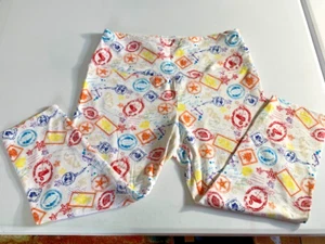 INTRO LOVE THE FIT CAPRIS LEGGINGS PETITE M WHITE W/COLORFUL SEASHORE PRINT - Picture 1 of 3