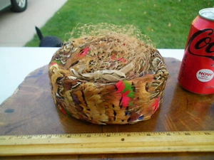 Vintage 1930-40s Pillbox Pheasant Feather Handmade Art Deco Women's Hat Size 22 - Picture 1 of 6