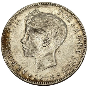 ESPAÑA. ALFONSO XIII. 5 PESETAS. SGV. 1898. *18-98*. - Imagen 1 de 2