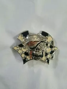 Silver Metal Mens Women Pirate Rhinestone Belt Buckle - Picture 1 of 5