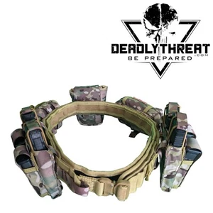 Camo 7 Heavy Duty War Battle Tactical Belt With Pouches Molle Webbing - Picture 1 of 7