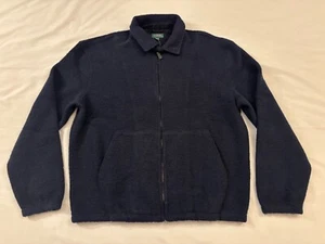 J.crew men's Wool-blend sweater fleece zip up jacket, Color Navy, Size Medium - Picture 1 of 10
