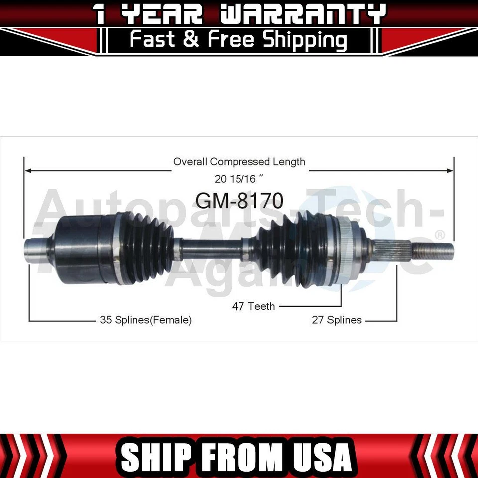 TrakMotive 1 Front Left CV Axle Shaft Fits 1984-1990 Chevrolet Celebrity - Image 1 of 1