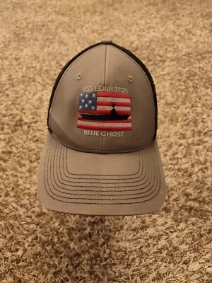 Sombrero USS Lexington Azul Fantasma Adulto Hombre Gris Snap Back Gorra Malla Ajustable Espalda Foto 1 de 4