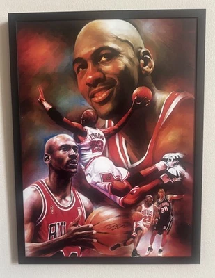 Rare Michael Jordan Framed Print Chicago Bulls NBA Basketball Memorabilia  - Image 1 of 4