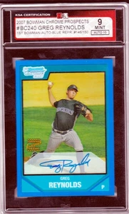 2007 Bowman Chrome Prospects Blue Refractor #BC240 Greg Reynolds AU/150 KSA 9 MT - Bild 1 von 3
