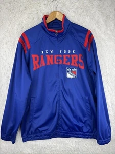New York Rangers Jacke Herren XL blau NHL Hockey Full Zip Track Warm Up Mock Neck - Bild 1 von 10