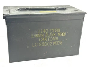 Vintage Armee grün Metall Munitionskiste 1140 CTGS 5,56mm leer M200 Kartons 11”x6”x7” - Bild 1 von 7