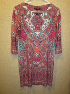 Tiana B. Sleeveless Paisley Shift Dress Size PS Petite Small Stretch Made in USA - Image 1 of 4