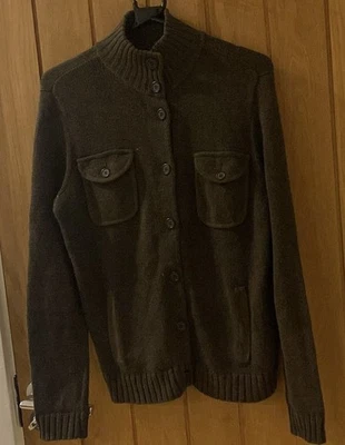 Remendos de cotovelo Ralph Lauren Petite malha militar P/M botão oliva para cima acabamento de camurça - Imagem 1 de 4