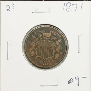 1871 Two Cent Piece 2c. - Picture 1 of 2