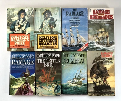 Lot of 8 Lord Ramage Dudley Pope Series Books Vintage Paperback - Image 1 of 4